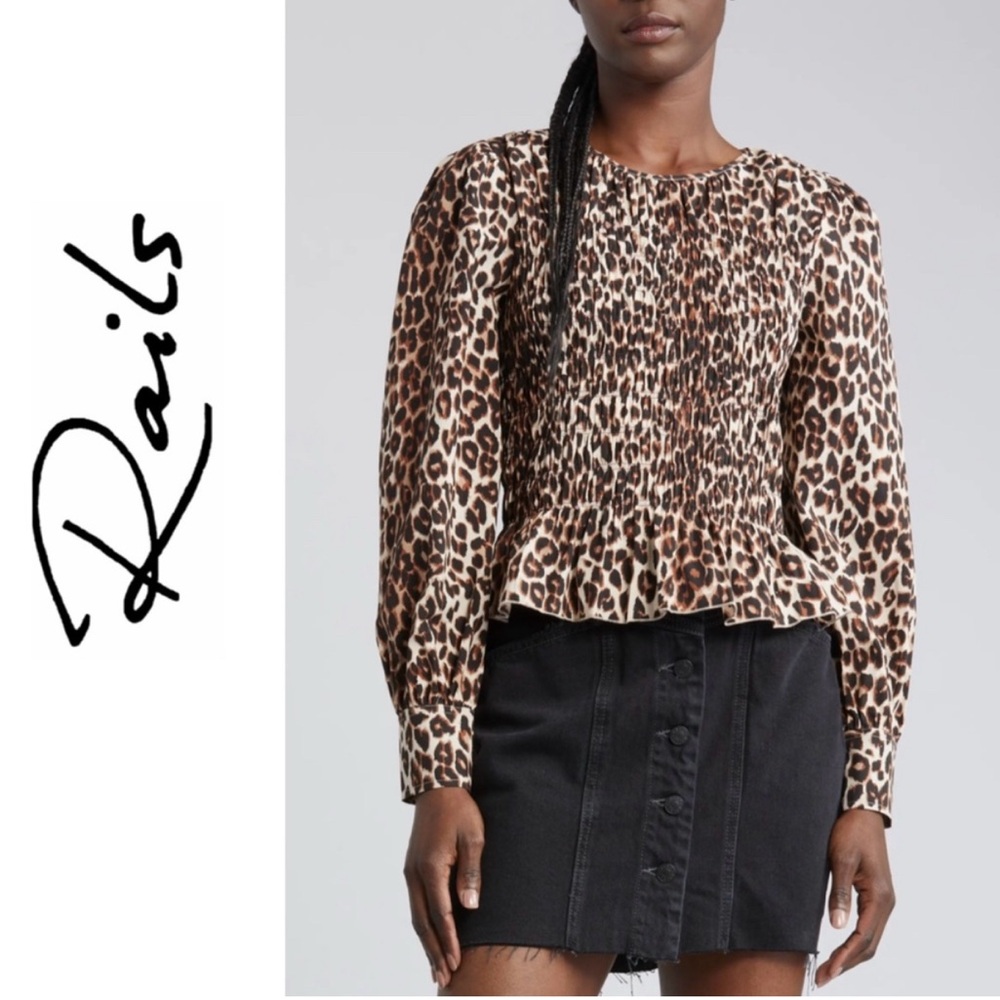 NWOT Rails Tabi Print Smocked Peplum Top Color Nala Size XS